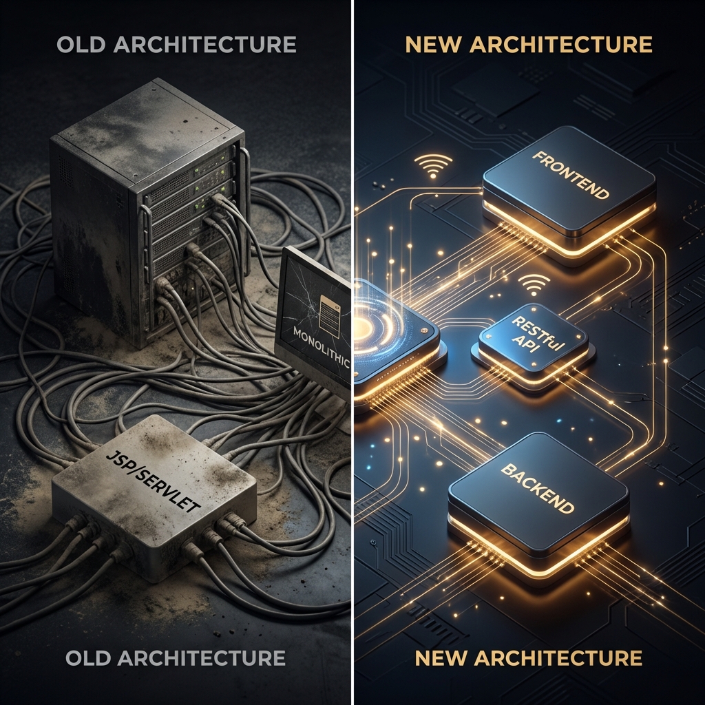 架构演进对比：从传统的臃肿耦合到现代的清晰拆解